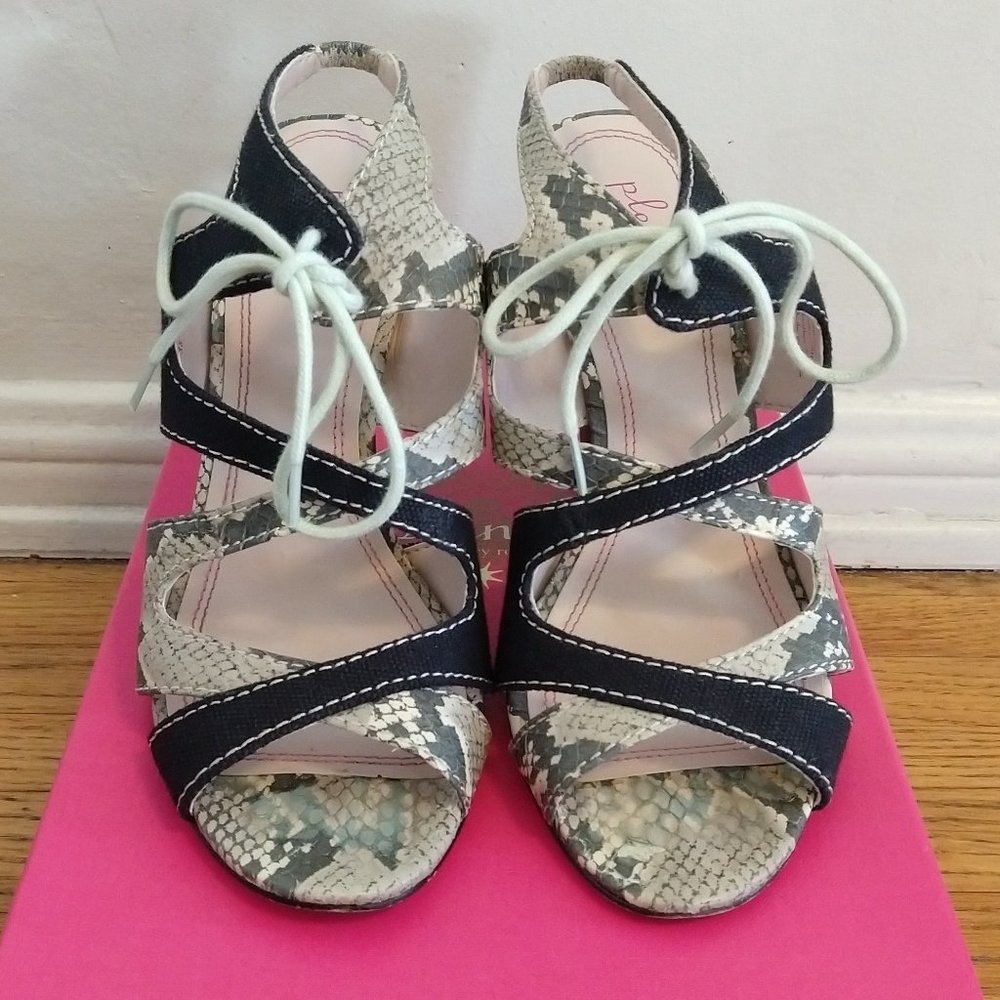 Plenty by Tracy Reese "Annie" Leather and Canvas Sandals - Size 38 (US 8)